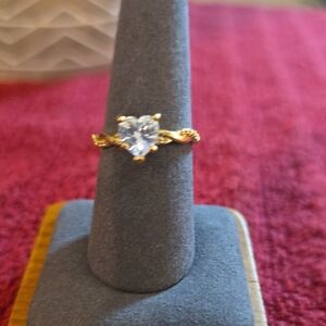 Eye Candy Gold Heart-Shaped Ring with Clear Stone